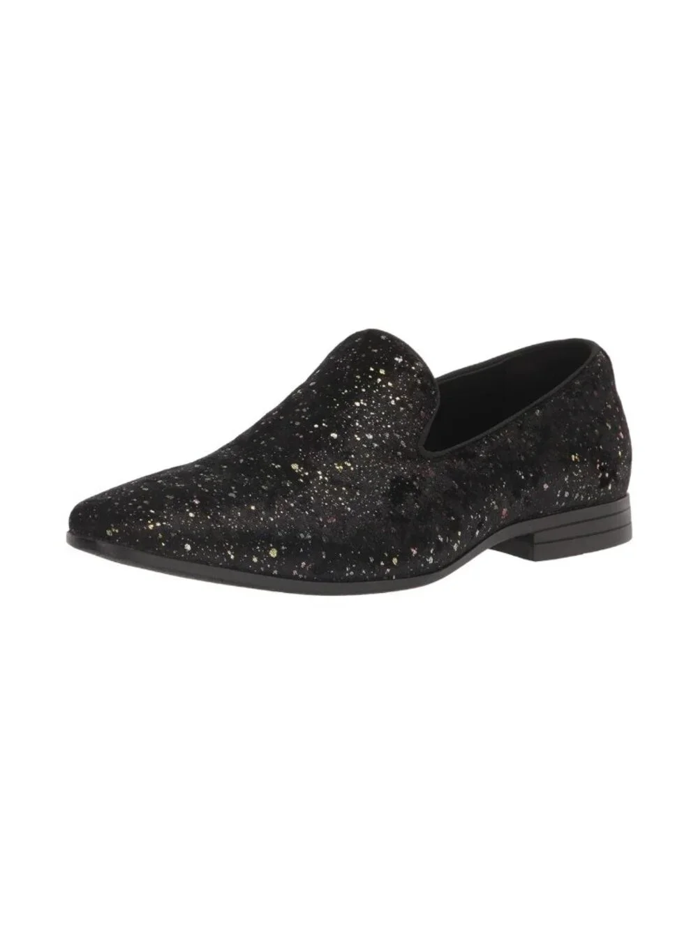 New Stacy Adams Stellar Black Glitter Slip-On Loafers Men’s